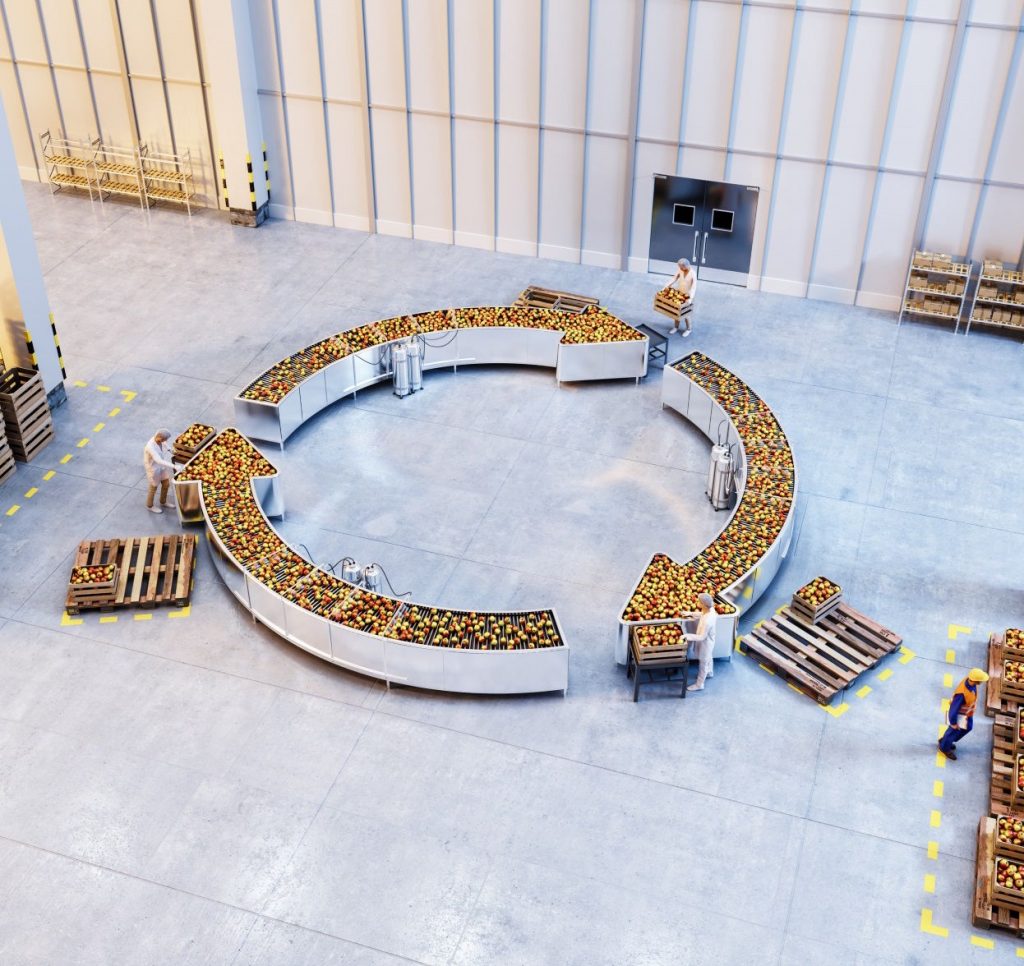 CGI Visuals ABB Sustainability Apple Conveyor 3D Image